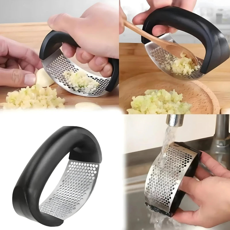 Kit com 3 Espremedores de Alho, Cebola e Batata em Aço Inox