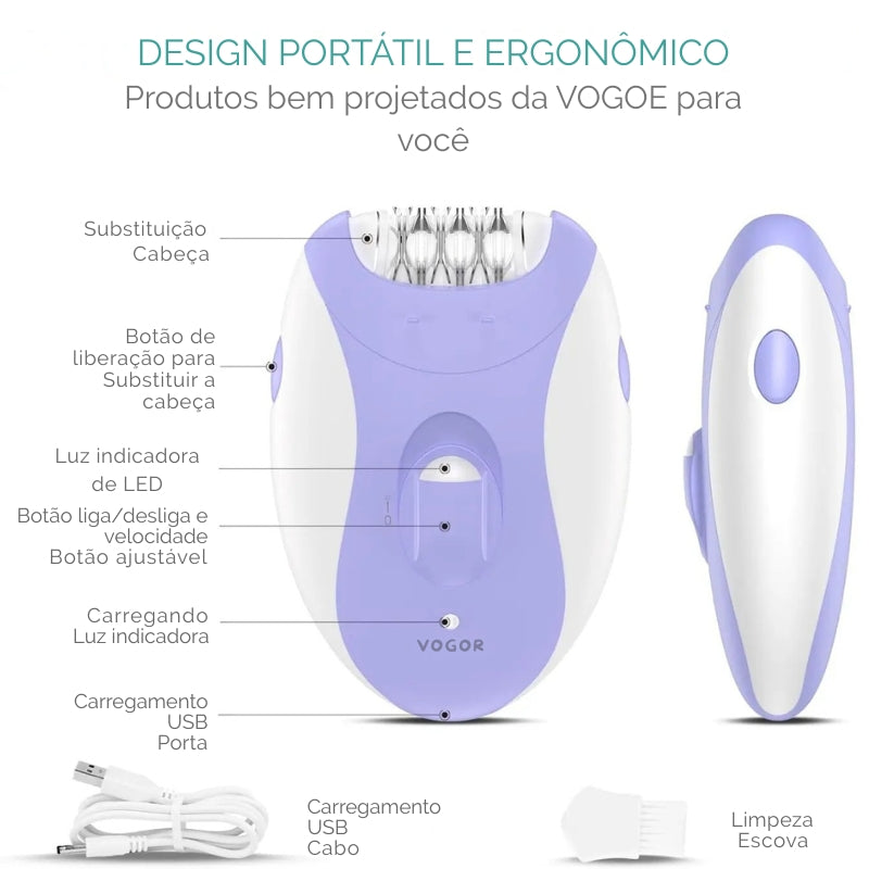 Depilador Elétrico Recarregável Kemei 4 em 1 – Rosto, Corpo, Pernas e Biquíni