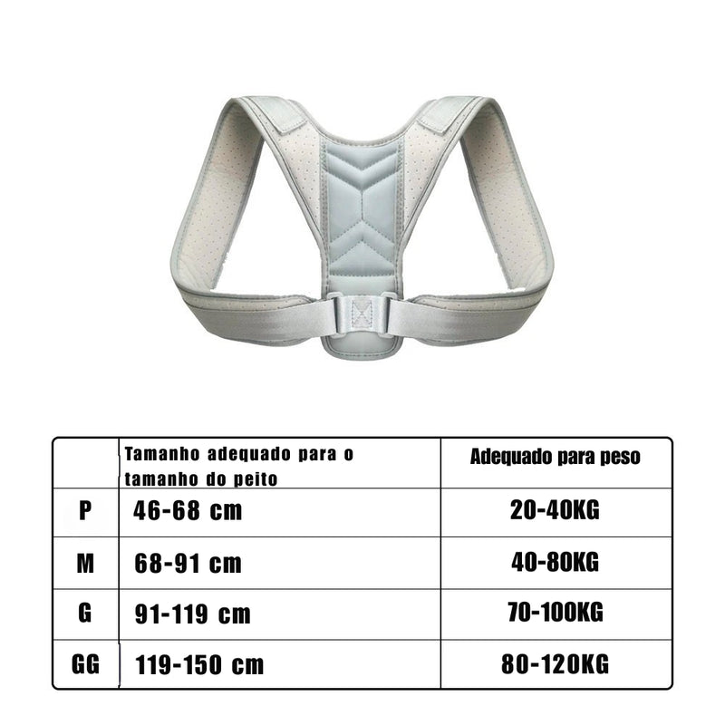 Cinta Ajustável para Correção de Postura | Suporte para Ombros, Costas e Pescoço – Uso Diário e Discreto
