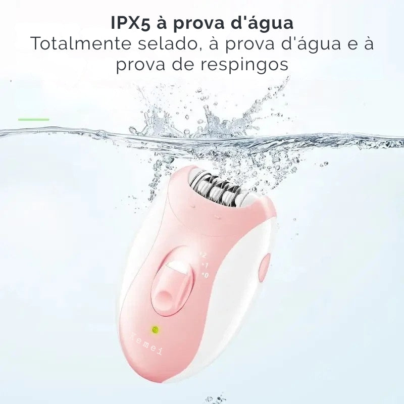 Epilador Elétrico Recarregável Kemei – Corpo, Rosto e Áreas Sensíveis