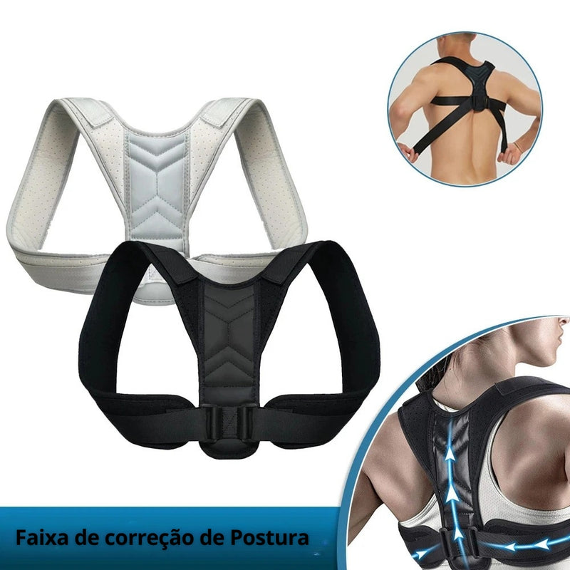 Cinta Ajustável para Correção de Postura | Suporte para Ombros, Costas e Pescoço – Uso Diário e Discreto